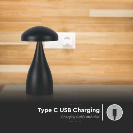 Lampe de table tactile rechargeable et à intensité variable LED/1W/5V 3000-6000K 1800 mAh noir