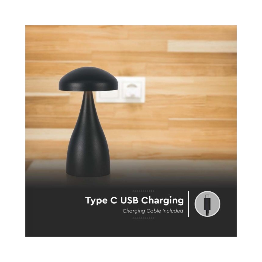 Lampe de table tactile rechargeable et à intensité variable LED/1W/5V 3000-6000K 1800 mAh noir
