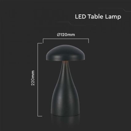 Lampe de table tactile rechargeable et à intensité variable LED/1W/5V 3000-6000K 1800 mAh noir