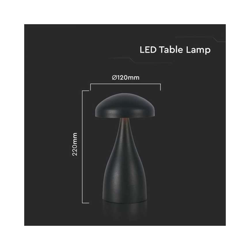 Lampe de table tactile rechargeable et à intensité variable LED/1W/5V 3000-6000K 1800 mAh noir