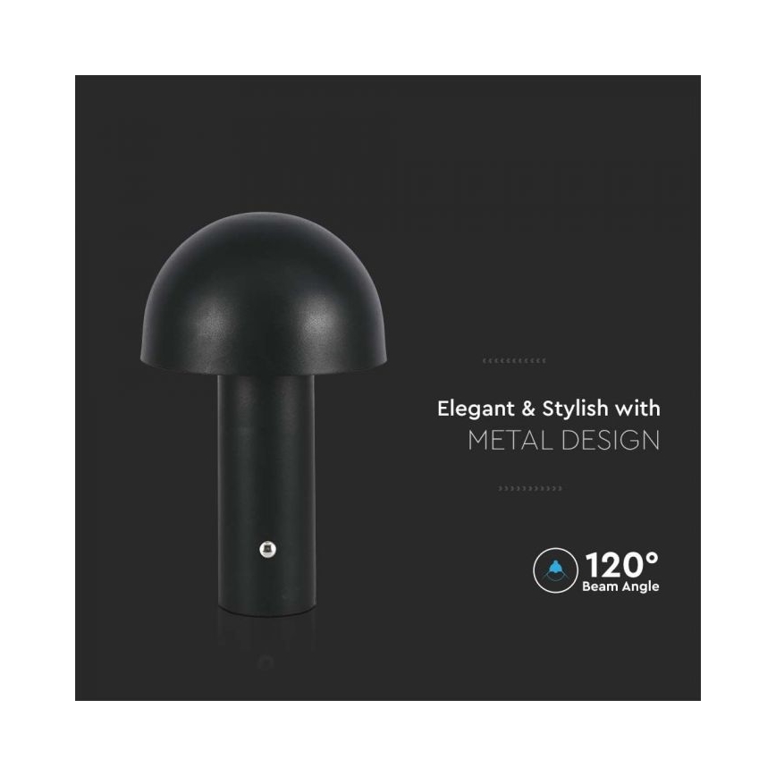 Lampe de table tactile rechargeable et à intensité variable LED/1W/5V 3000-6000K 1800 mAh noir