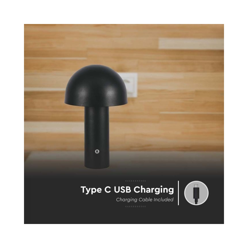 Lampe de table tactile rechargeable et à intensité variable LED/1W/5V 3000-6000K 1800 mAh noir