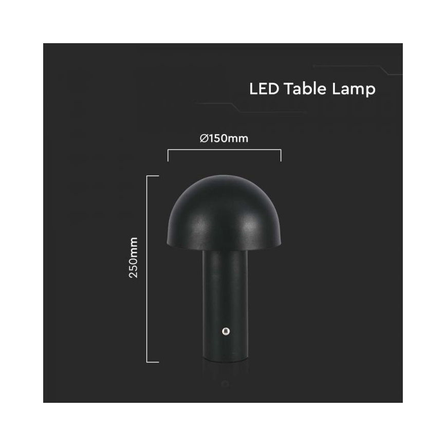 Lampe de table tactile rechargeable et à intensité variable LED/1W/5V 3000-6000K 1800 mAh noir