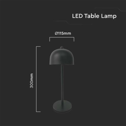 Lampe de table tactile rechargeable et à intensité variable LED/1W/5V 3000-6000K 1800 mAh noir