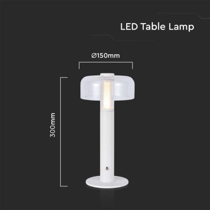 Lampe de table tactile rechargeable et à intensité variable LED/1W/5V 3000K 1800 mAh blanc