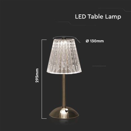 Lampe de table tactile rechargeable et à intensité variable LED/2,4W/5V 3000-6000K 1800 mAh chrome brillant