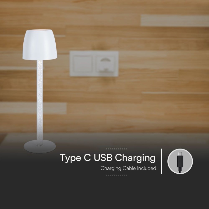 Lampe de table tactile rechargeable et à intensité variable LED/3W/5V 3000K 1800 mAh blanc