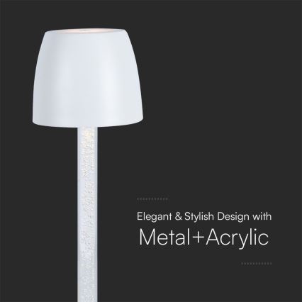 Lampe de table tactile rechargeable et à intensité variable LED/3W/5V 3000K 1800 mAh blanc