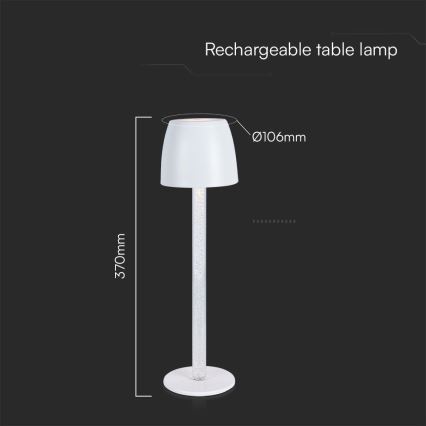 Lampe de table tactile rechargeable et à intensité variable LED/3W/5V 3000K 1800 mAh blanc