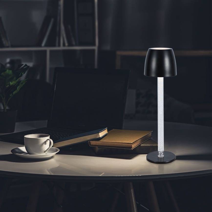 Lampe de table tactile rechargeable et à intensité variable LED/3W/5V 3000K 1800 mAh noir