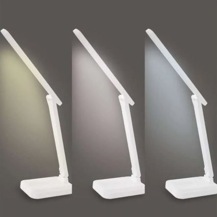Lampe de table à intensité variable rechargeable LED/5W/3,7V 3000K/4000K/6500K 800mAh blanc