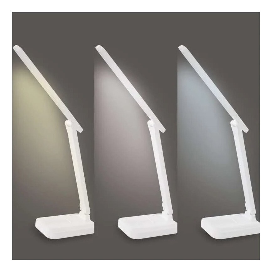Lampe de table à intensité variable rechargeable LED/5W/3,7V 3000K/4000K/6500K 800mAh blanc