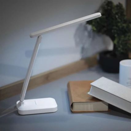 Lampe de table à intensité variable rechargeable LED/5W/3,7V 3000K/4000K/6500K 800mAh blanc