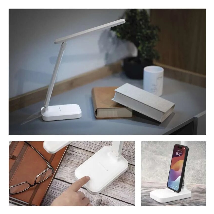 Lampe de table à intensité variable rechargeable LED/5W/3,7V 3000K/4000K/6500K 800mAh blanc