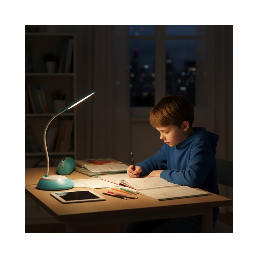Lampe de table à intensité variable rechargeable VISUA LED/5W/5V 3000-5000K 1200 mAh bleu