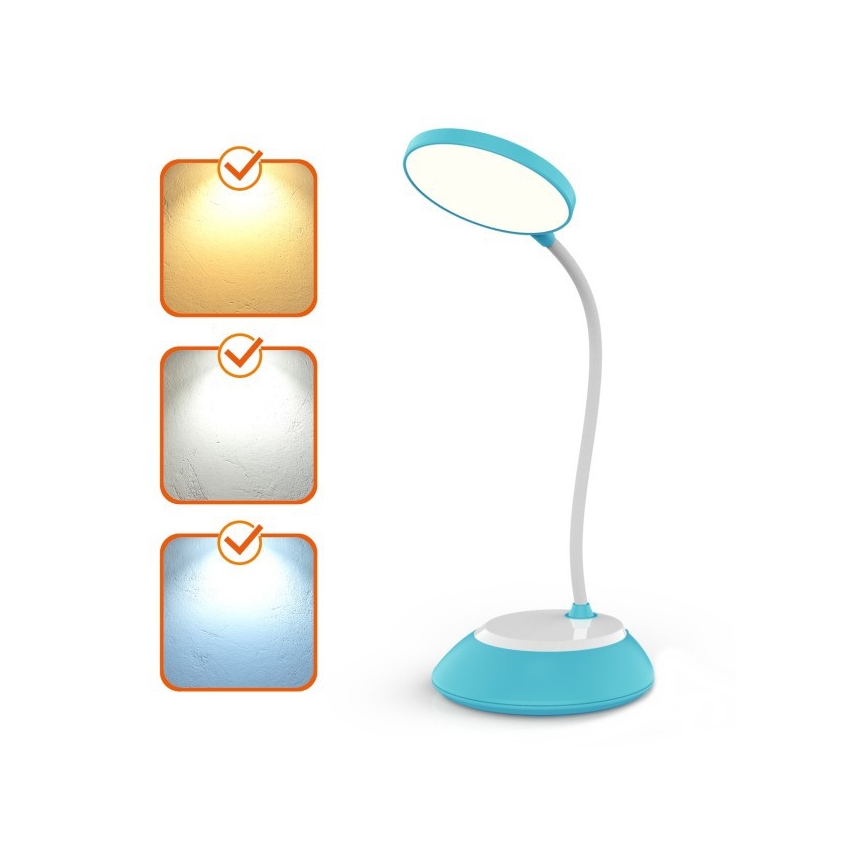 Lampe de table à intensité variable rechargeable VISUA LED/5W/5V 3000-5000K 1200 mAh bleu