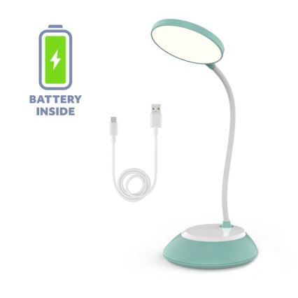 Lampe de table à intensité variable rechargeable VISUA LED/5W/5V 3000-5000K 1200 mAh turquoise