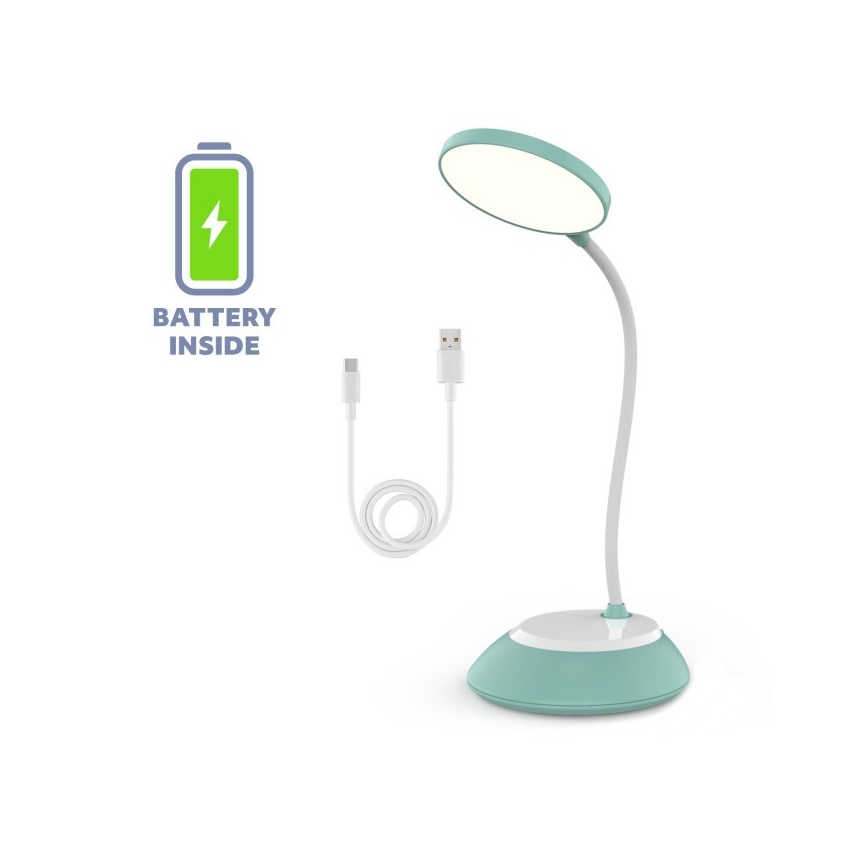 Lampe de table à intensité variable rechargeable VISUA LED/5W/5V 3000-5000K 1200 mAh turquoise