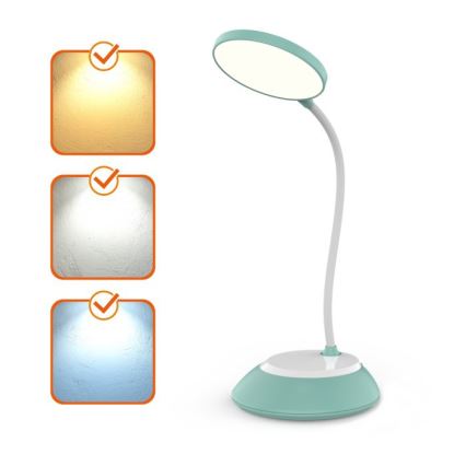 Lampe de table à intensité variable rechargeable VISUA LED/5W/5V 3000-5000K 1200 mAh turquoise