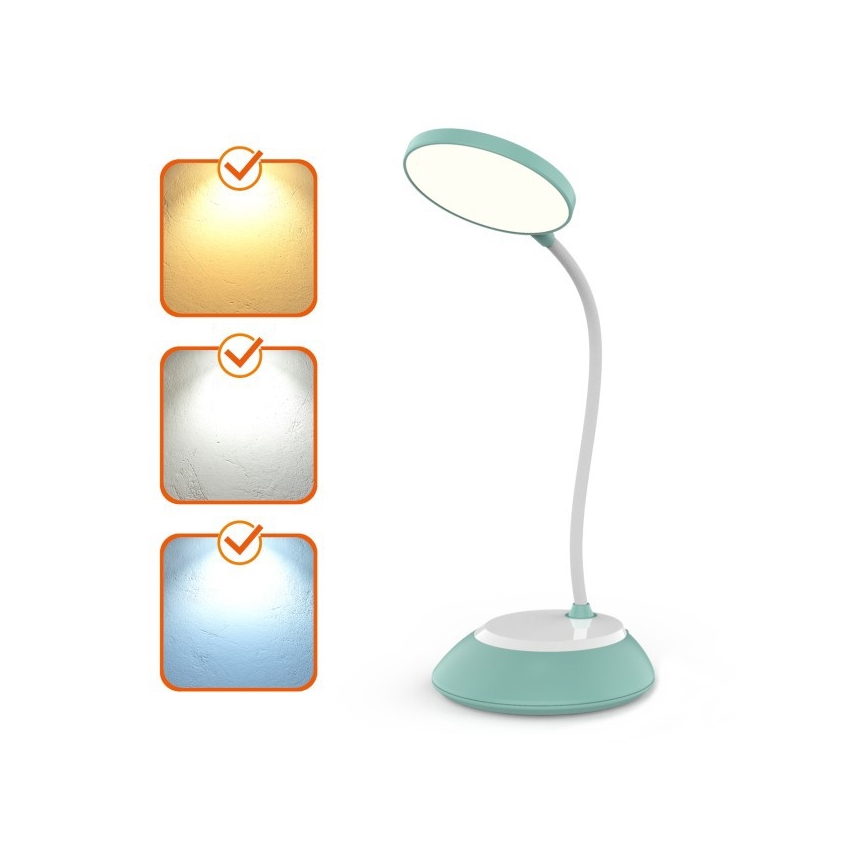 Lampe de table à intensité variable rechargeable VISUA LED/5W/5V 3000-5000K 1200 mAh turquoise