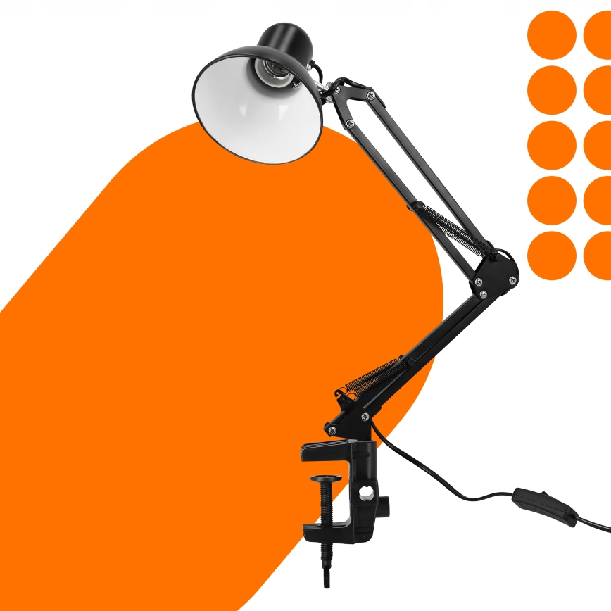 Lampe de table à pince 1xE27/60W/230V noire