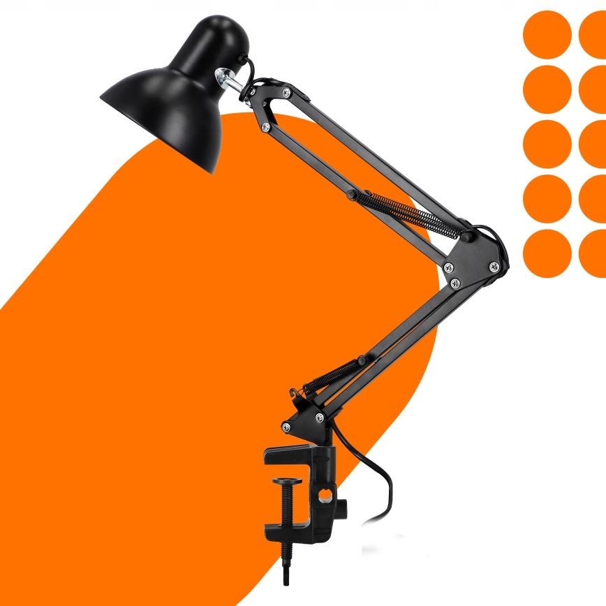 Lampe de table à pince 1xE27/60W/230V noire