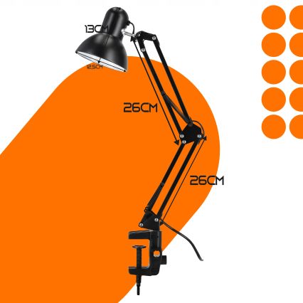 Lampe de table à pince 1xE27/60W/230V noire