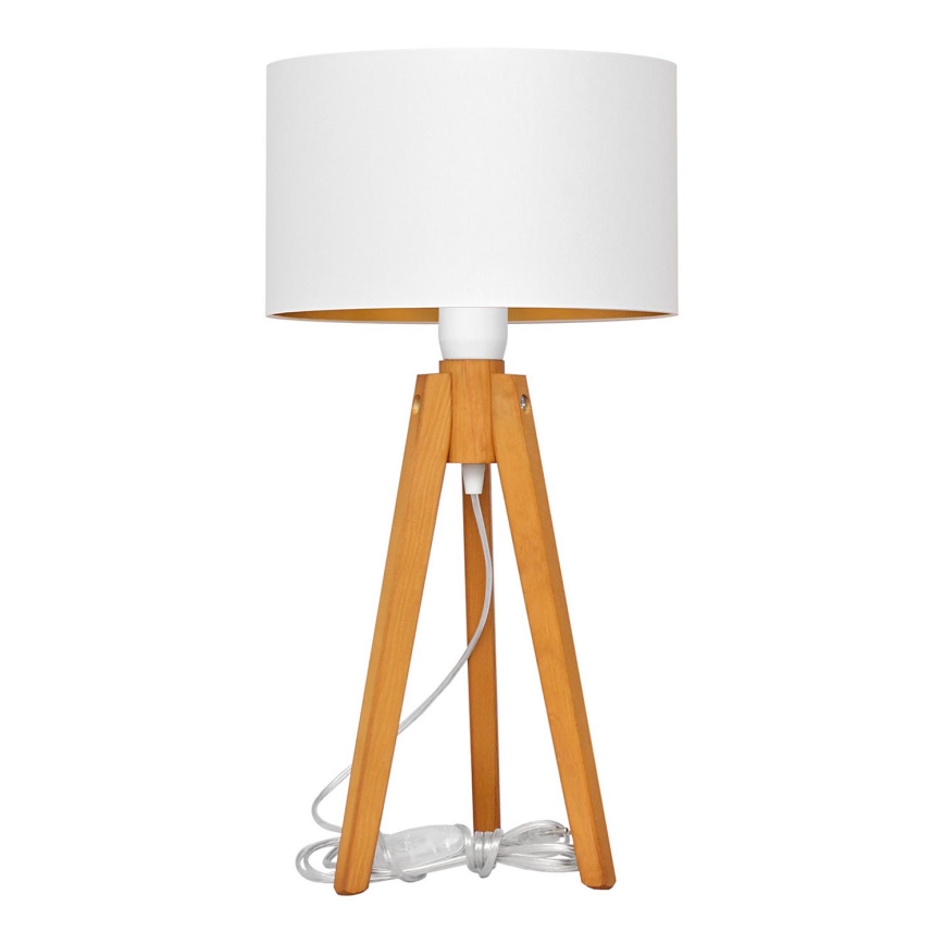 Lampe de table ALBA 1xE27/15W/230V blanc/doré/chêne