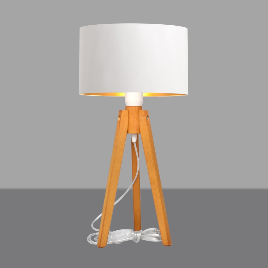 Lampe de table ALBA 1xE27/15W/230V blanc/doré/chêne