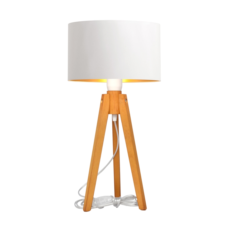 Lampe de table ALBA 1xE27/15W/230V blanc/doré/chêne
