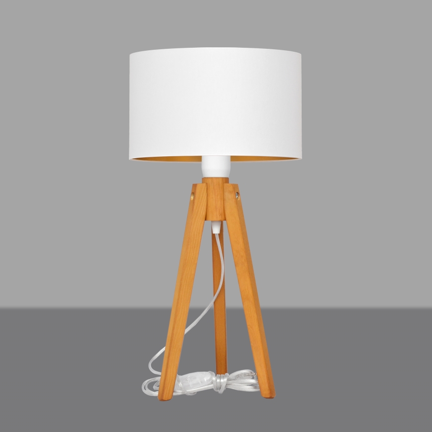 Lampe de table ALBA 1xE27/15W/230V blanc/doré/chêne
