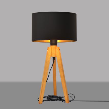 Lampe de table ALBA 1xE27/15W/230V noir/doré/chêne