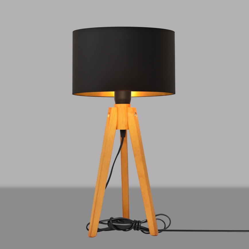 Lampe de table ALBA 1xE27/15W/230V noir/doré/chêne