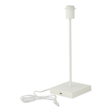 Lampe de table avec port USB, 1x E27/15W/230V, blanche