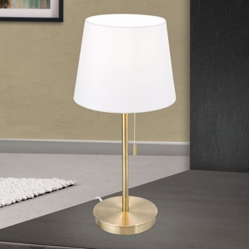 Lampe de table avec port USB LUDWIG 1xE27/40W/230V 50 cm blanc/doré