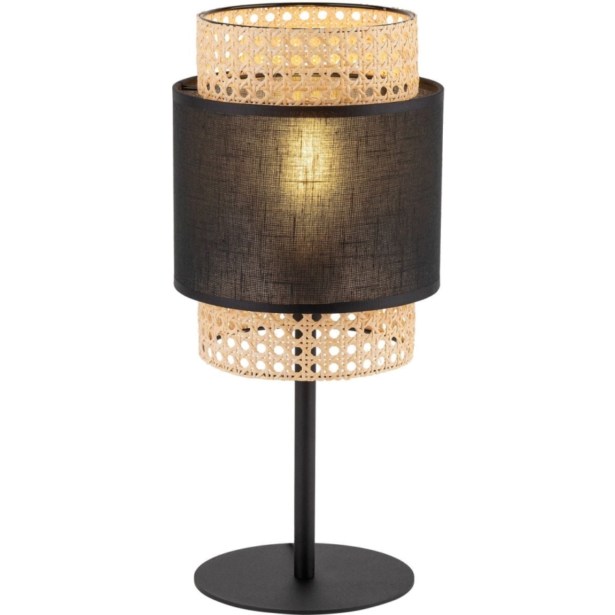 Lampe de table BOHO 1xE27/15W/230V noire/rotin