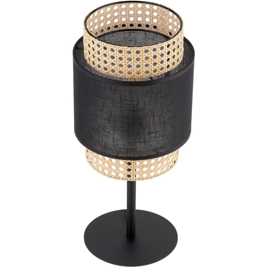 Lampe de table BOHO 1xE27/15W/230V noire/rotin