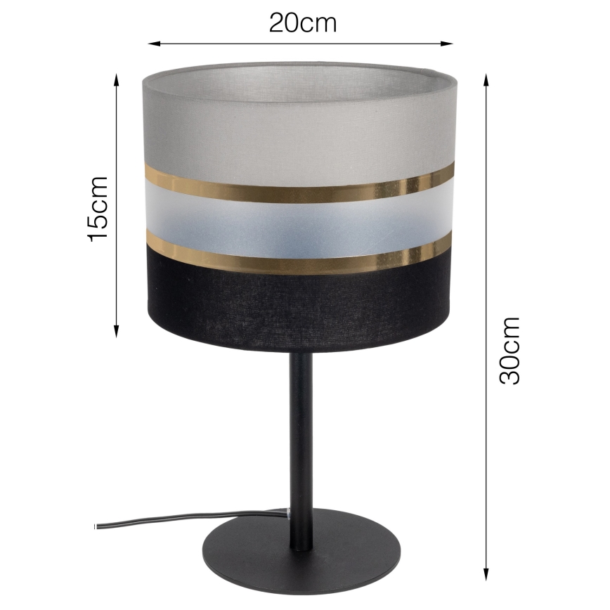 Lampe de table CORAL 1xE27/60W/230V noire/grise
