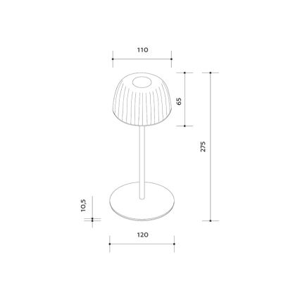 Lampe de table d'extérieur rechargeable à intensité variable VIVIEN LED/3W/5V 2700K 1600 mAh IP54 noir