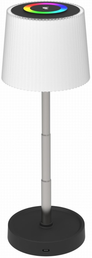 Lampe de table d'extérieur rechargeable LED RGBW tactile et dimmable — 2 W, 5 V, IP44, 1200 mAh — gris
