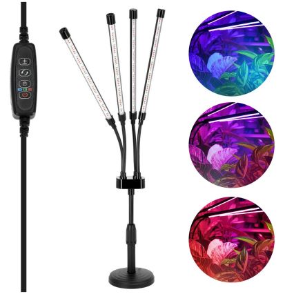 Lampe de table LED flexible et dimmable pour la culture des plantes VITARO 4xLED/10W/230V, noire