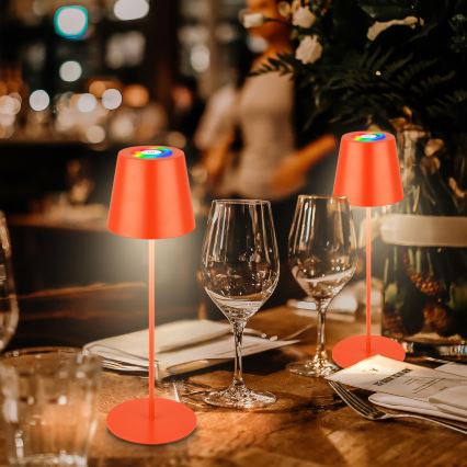 Briloner 7510012 - Lampe de table CALIDA LED RGBW dimmable, rechargeable pour l'extérieur LED/2,5W/5V IP44 1200 mAh orange