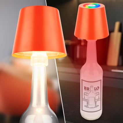 Briloner 7510012 - Lampe de table CALIDA LED RGBW dimmable, rechargeable pour l'extérieur LED/2,5W/5V IP44 1200 mAh orange