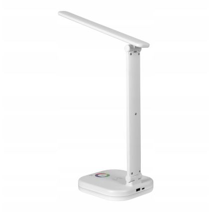 Lampe de table dimmable LED RGBW avec recharge sans fil LED/7W/5V USB blanche