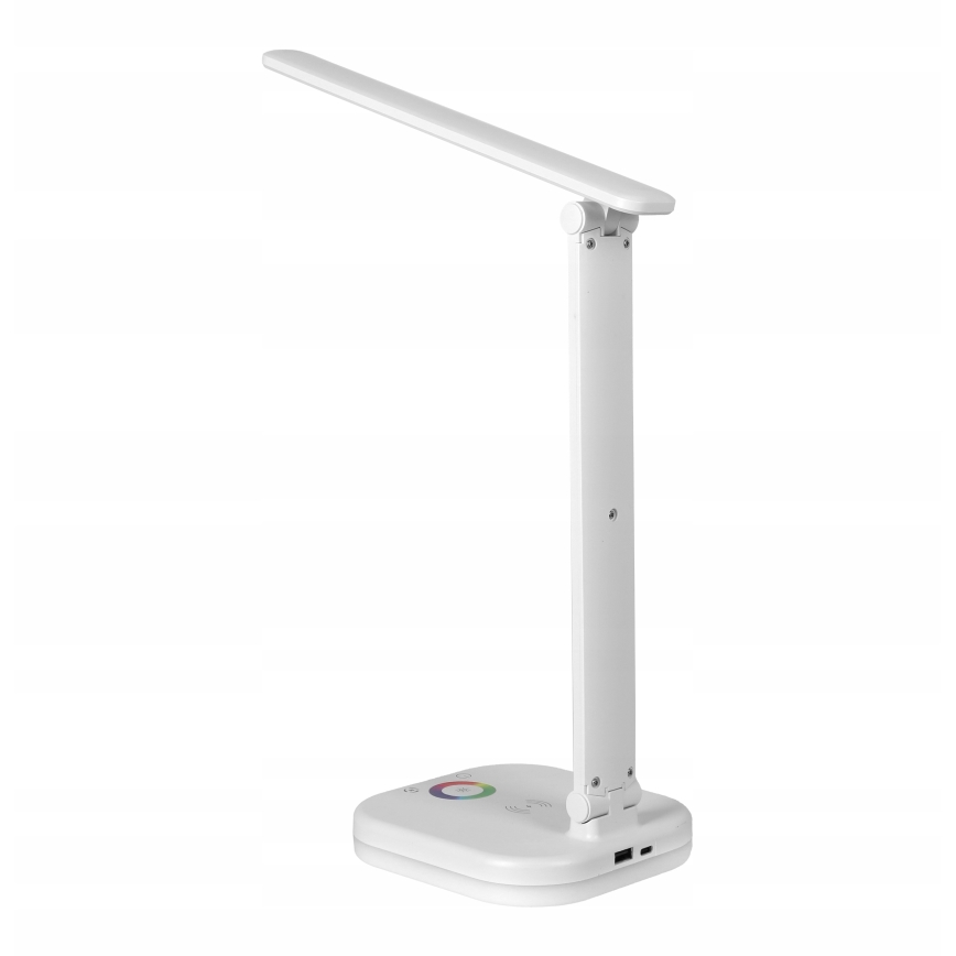 Lampe de table dimmable LED RGBW avec recharge sans fil LED/7W/5V USB blanche