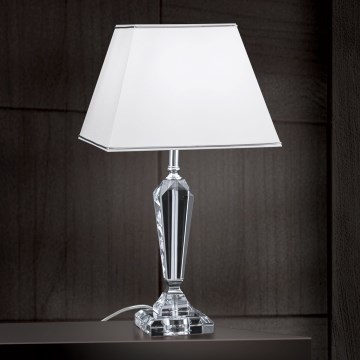 Lampe de table en cristal VERONIQUE 1xE27/60W/230V blanc/chrome