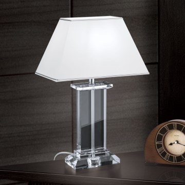 Lampe de table en cristal VERONIQUE 1xE27/60W/230V blanc/chrome