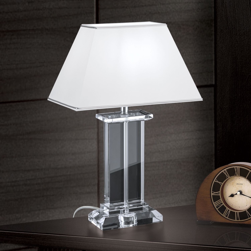 Lampe de table en cristal VERONIQUE 1xE27/60W/230V blanc/chrome