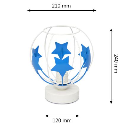 Lampe de table enfant STARS 1xE27/15W/230V bleu/blanc