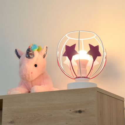Lampe de table enfant STARS 1xE27/15W/230V rose/blanc